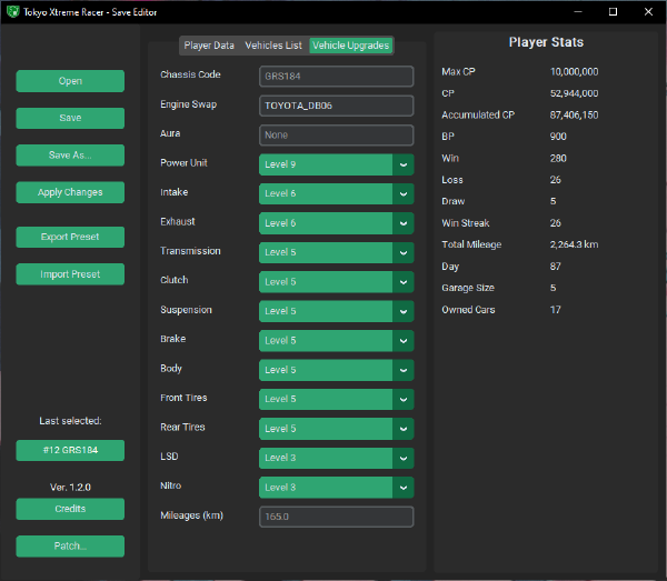 Tokyo Xtreme Racer - Save Editor GUI